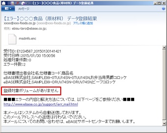 FAQ | データ送信後、「登録対象ボリュームがありません」との FAQ | データ送信後、「登録対象ボリュームがありません」との